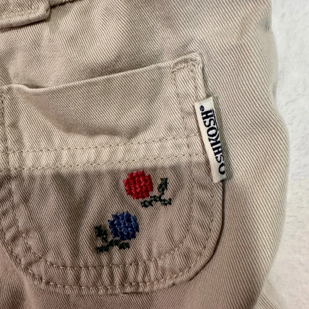 OshKosh B'gosh Chino‎ Shorts 6 Khaki Floral Embroidered Elastic Back Girls
